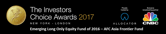 Investors Choice Awards - Emerging Long Only Equity Fund of 2016 - AFC Asia Frontier Fund